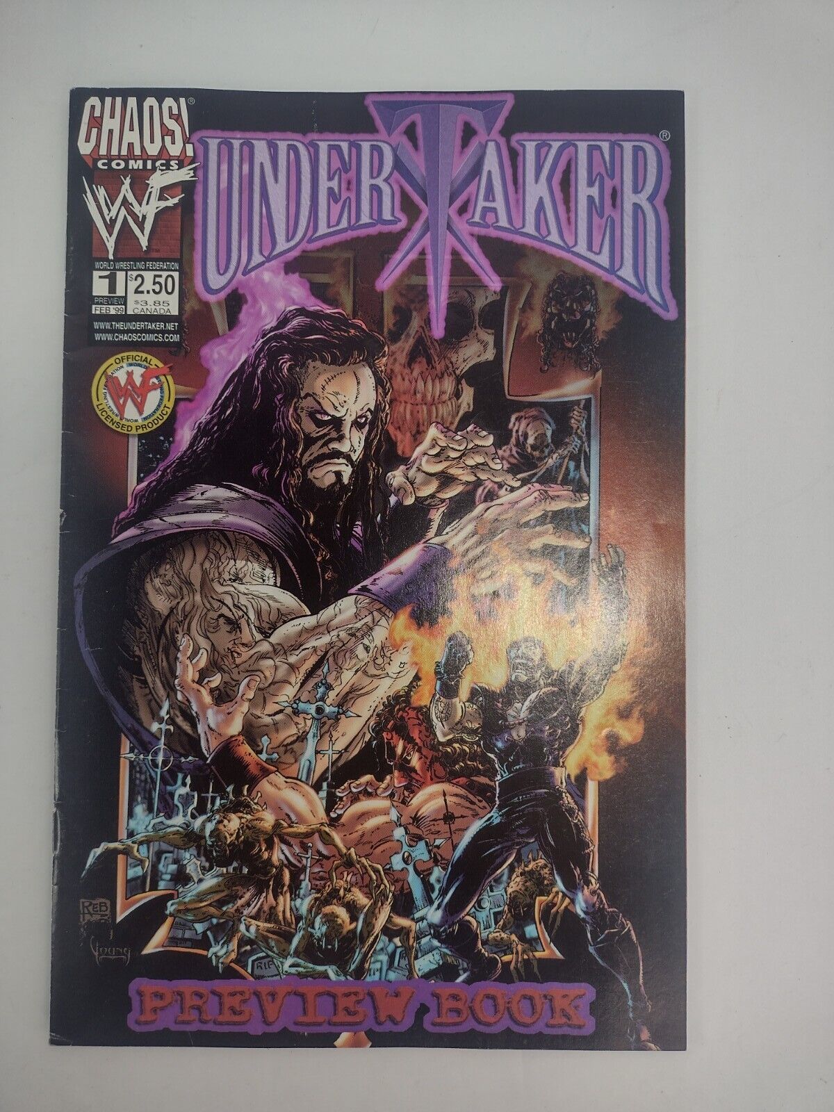 1999 WWF Chaos Comics Undertaker First Print Preview Book #1 Comic Book WWE