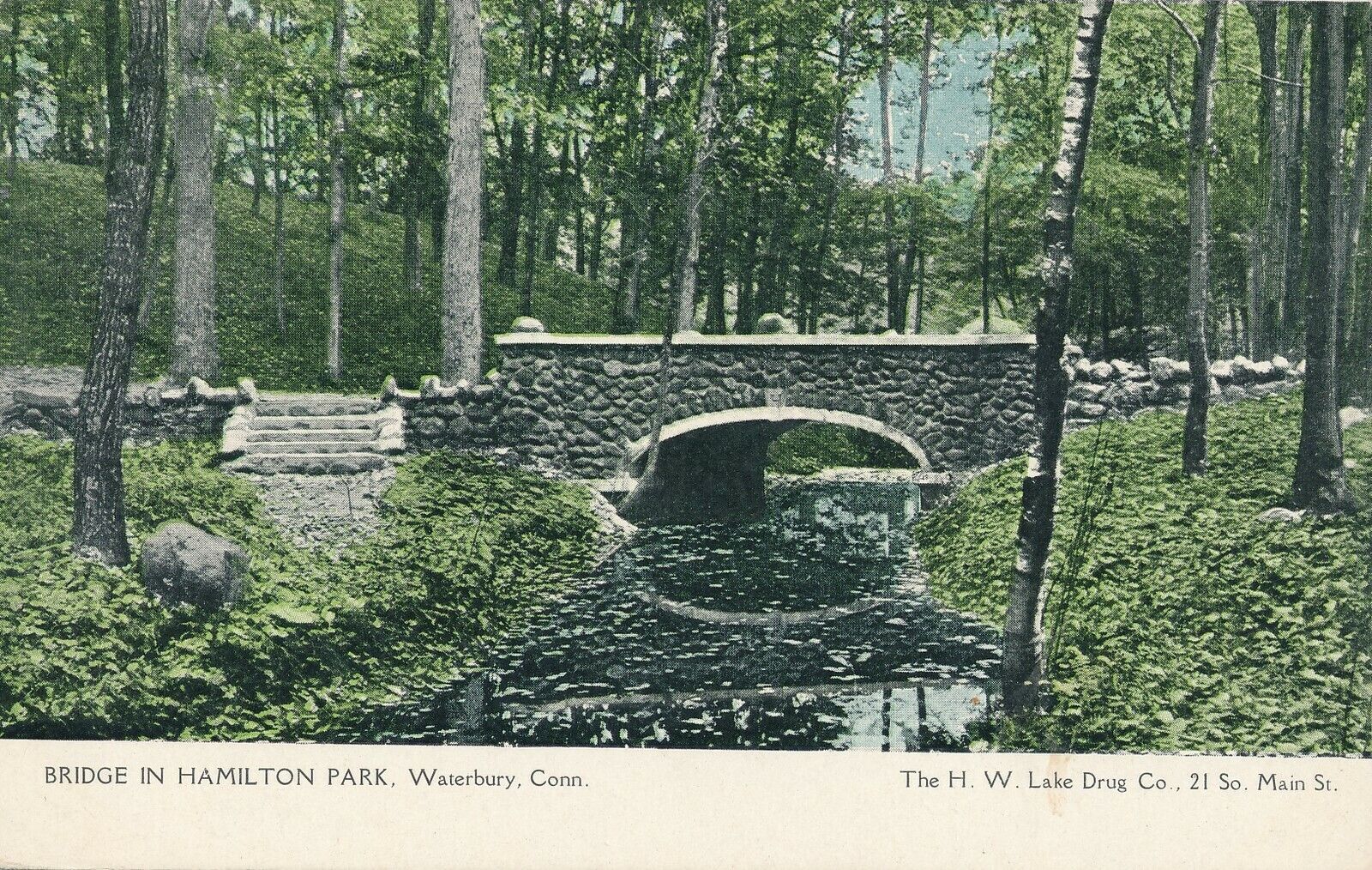 WATERBURY CT – Bridge in Hamilton Park – udb (pre 1908)