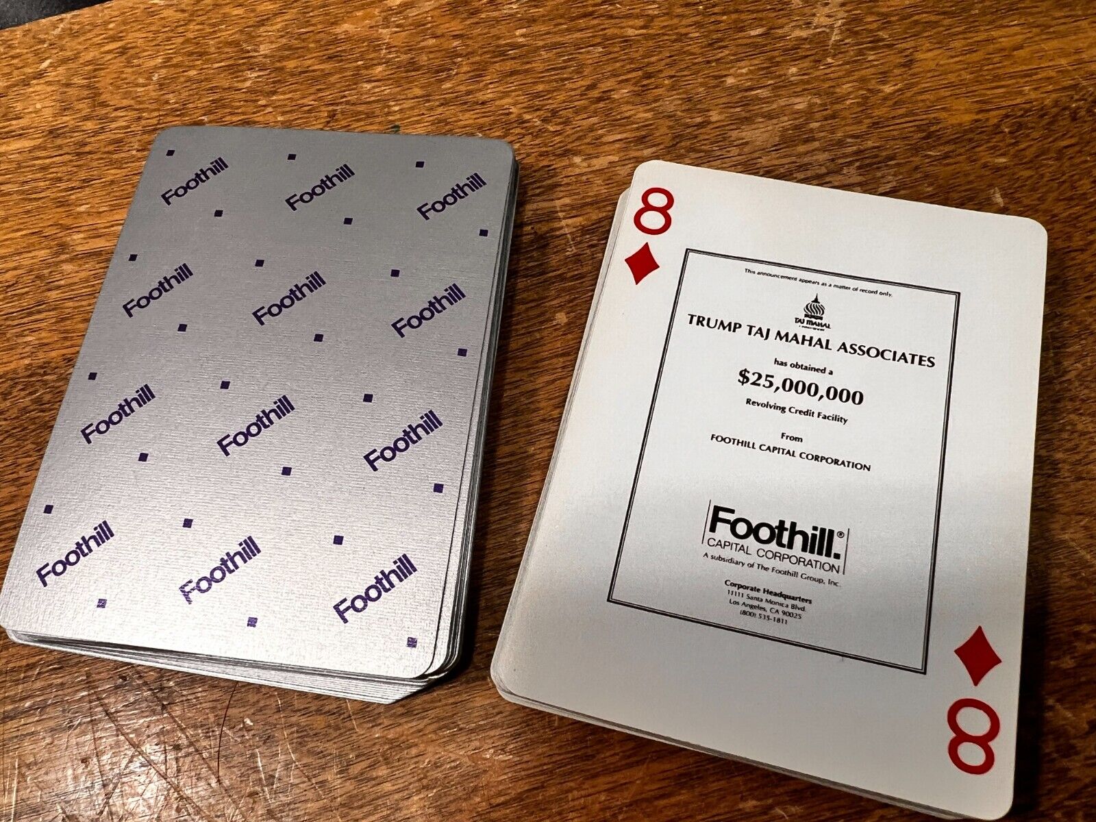 Rare Foothill Capital Corp Financial Playing Cards Donald Trump Taj Mahal & More