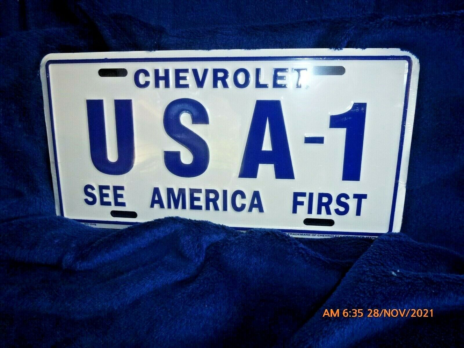 CHEVROLET USA-1  BLUE AND WHITE  SEE AMERICA FIRST  CHEVY EL CAMINO CAMARO NOVA