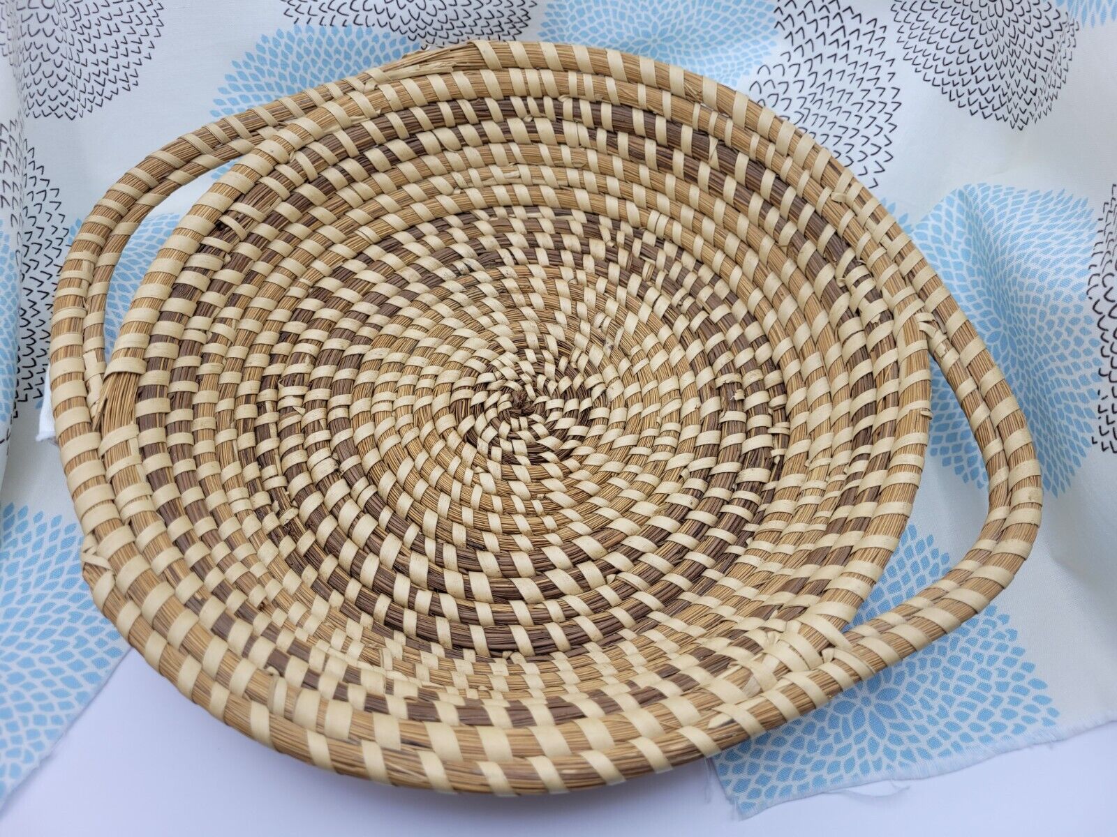 Vintage Handmade Charleston Sweetgrass Basket Serving Tray 10\