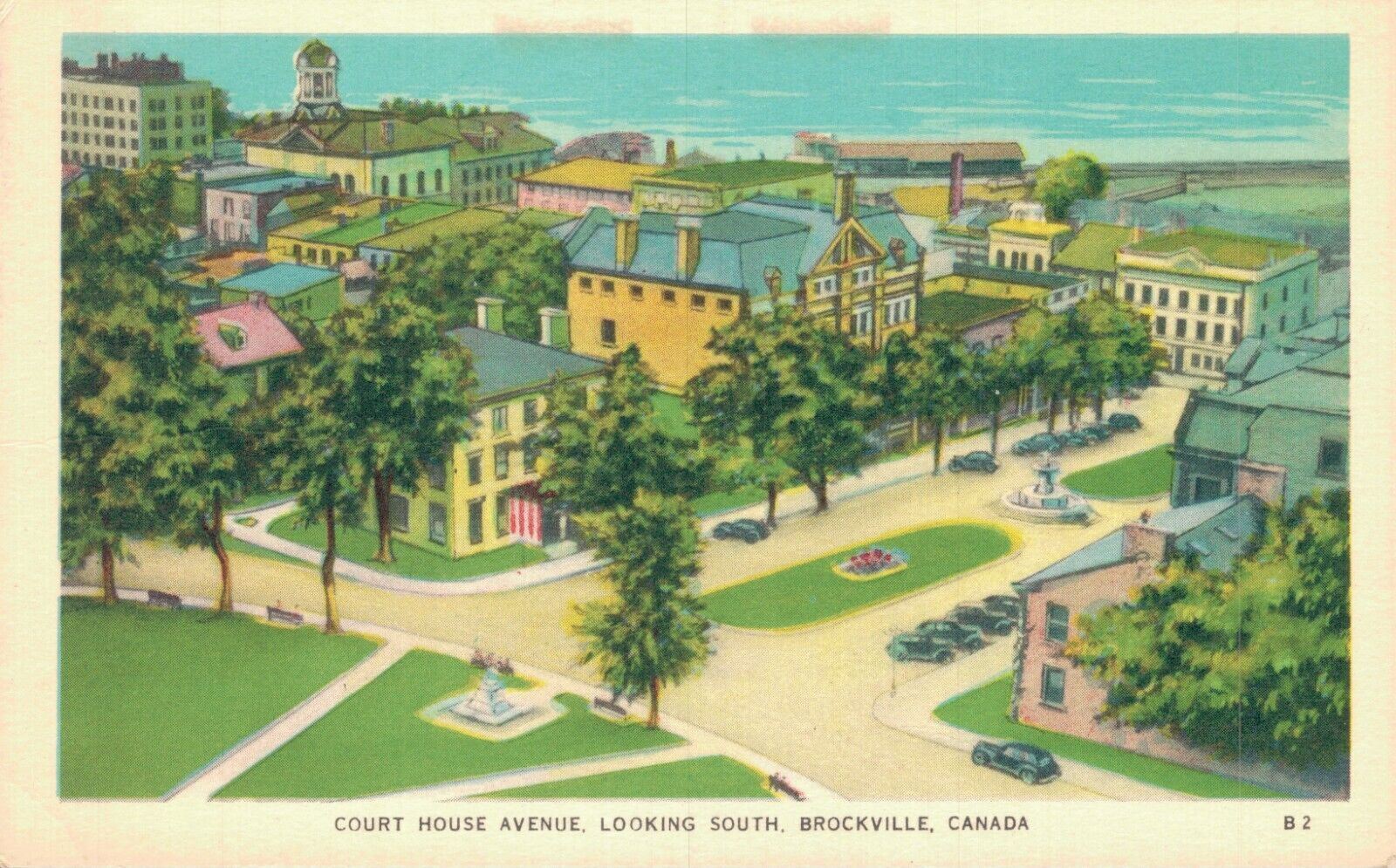 Canada Court House Avenue Looking South Brockville Vintage Postcard 07.25