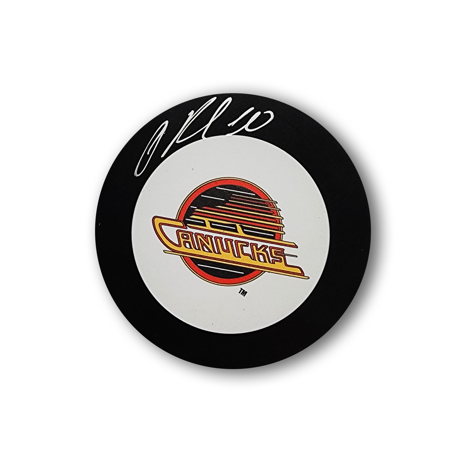 Pavel Bure Autographed Vancouver Canucks Hockey Puck (Large Logo)