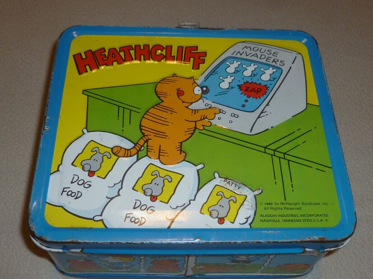 Vintage 1982 Heathcliff Metal Lunchbox without Thermos By Aladdin