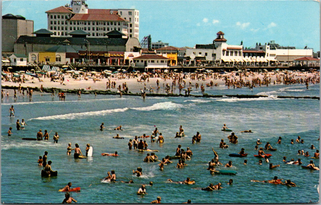 Ocean City New Jersey Swimming Sunbathers Boardwalk Casino