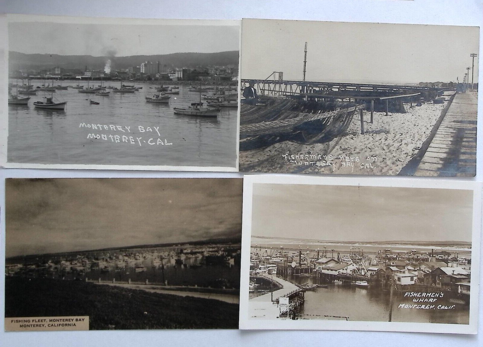 4 Vintage Postcards Monterey, CA  Fishing Fleet