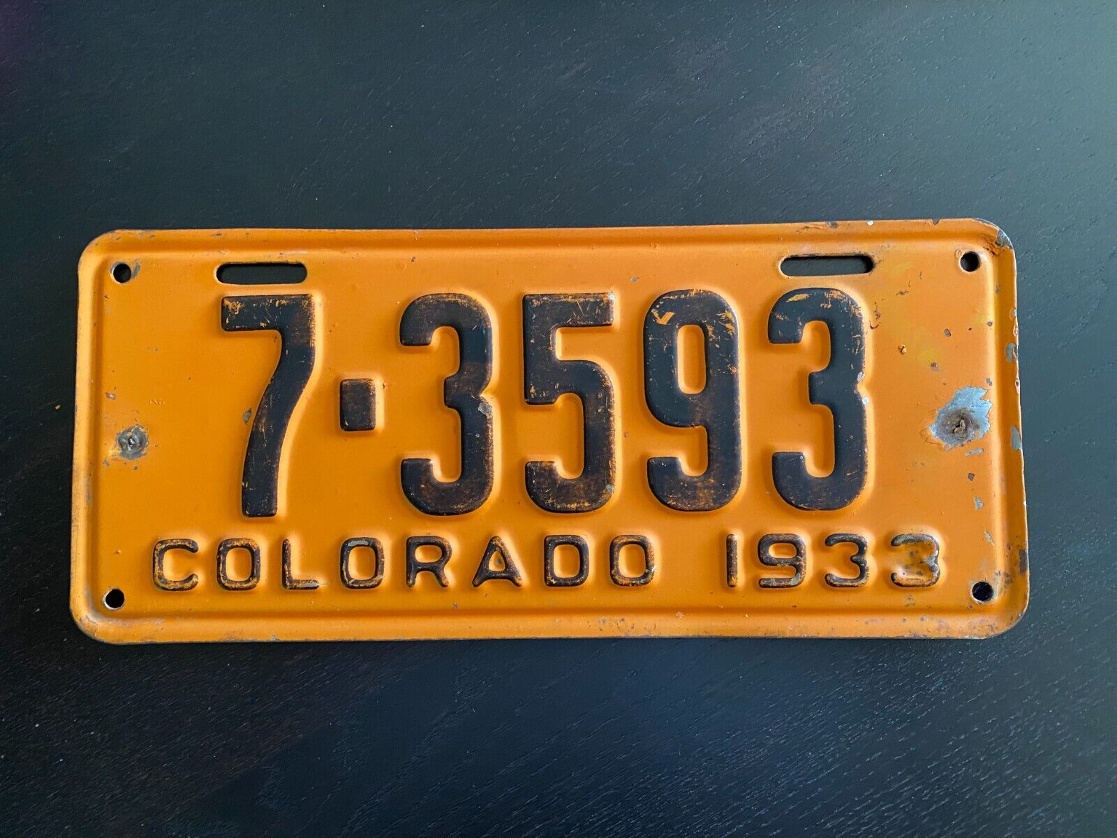 1933 Colorado Passenger License Plate Boulder County # 7-3593
