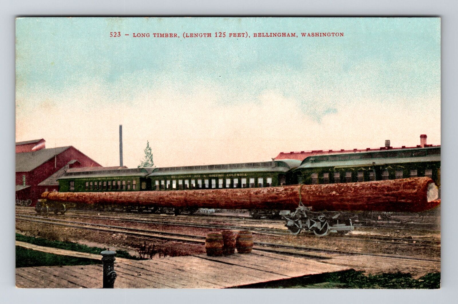 Bellingham WA-Washington, Long Timber, Train Car, c1910 Vintage Postcard