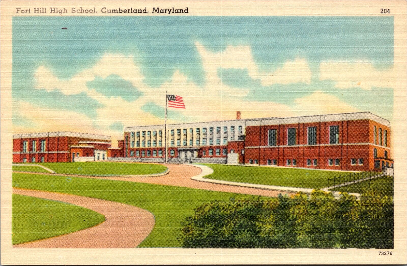 Postcard MD Cumberland Fort Hill High School