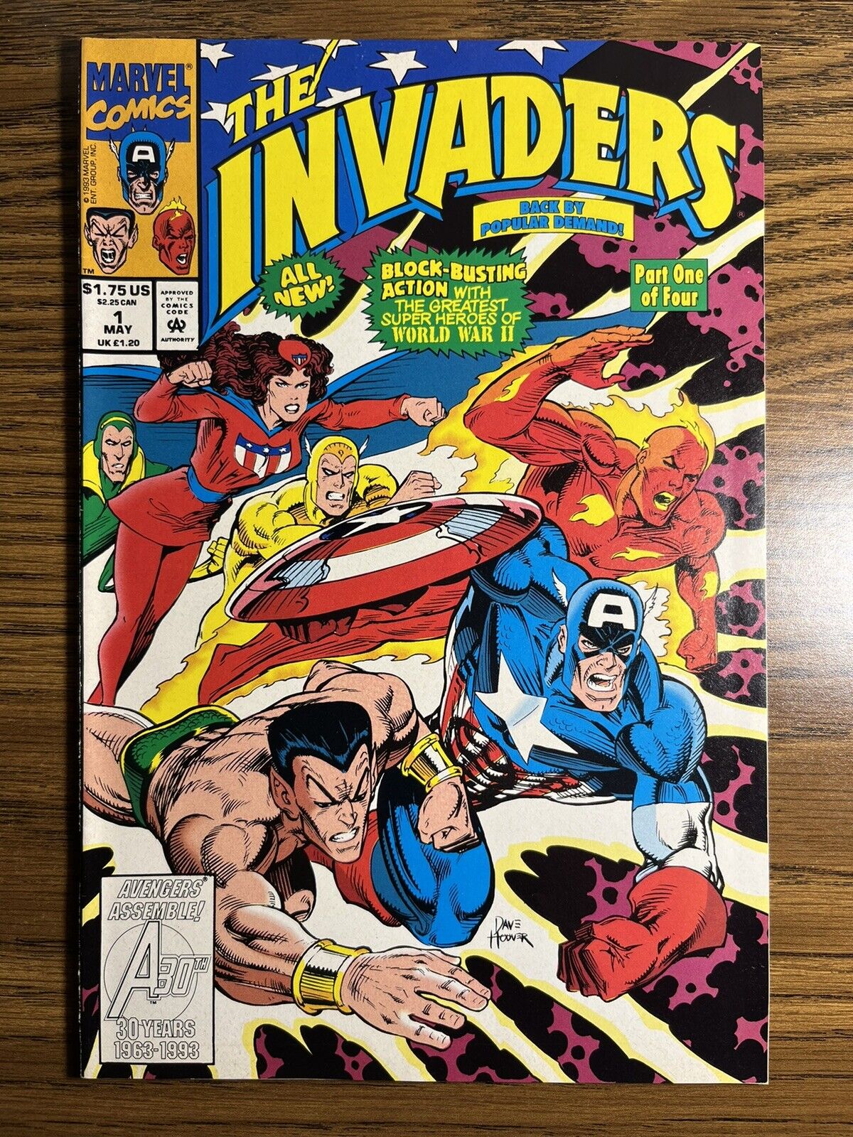 THE INVADERS 1 DIRECT EDITION CAPTAIN AMERICA DAVE HOOVER COVER MARVEL 1993