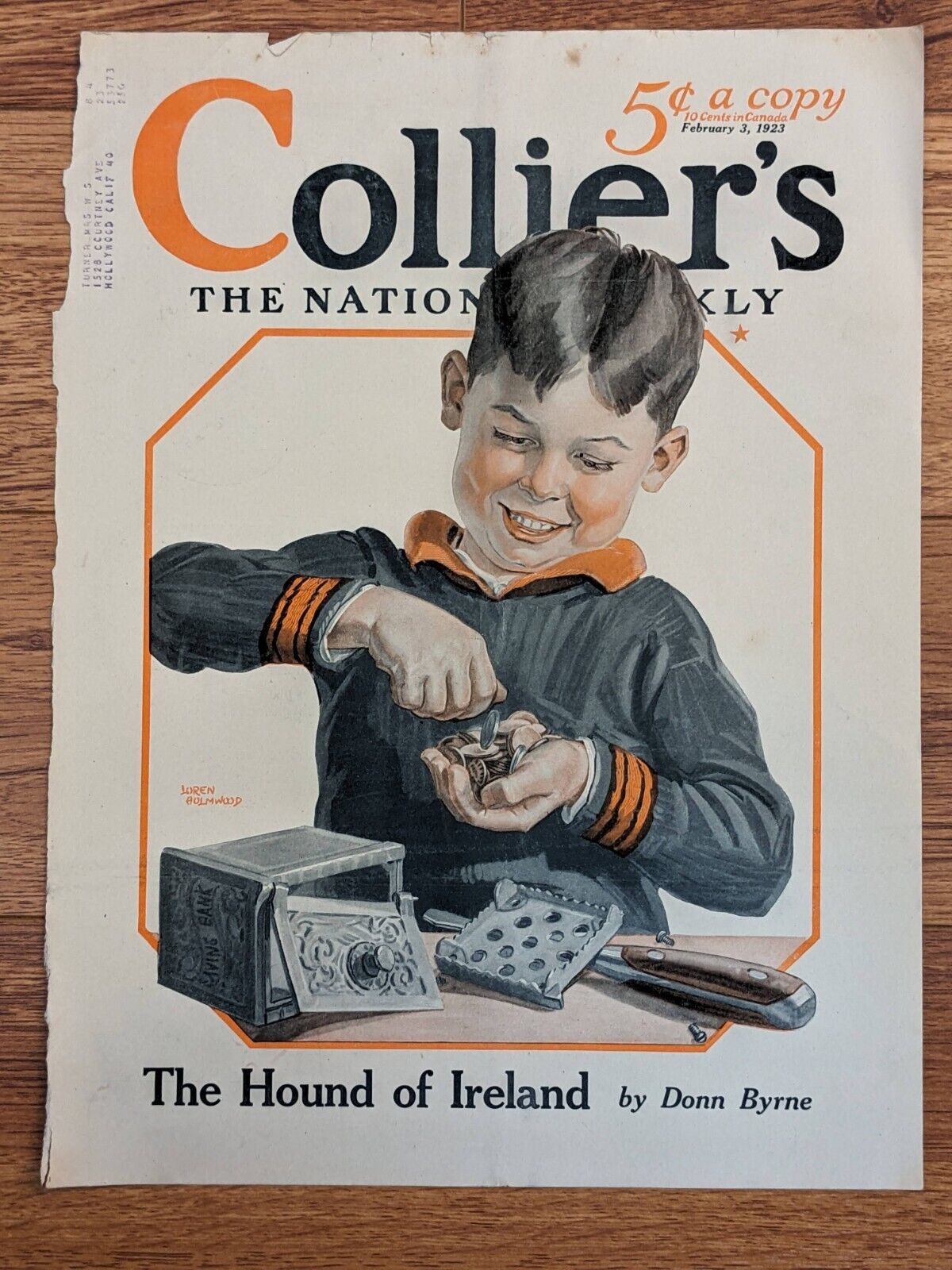 February 3 1923 Collier\'s COVER ONLY Holmwood Overland ad on back