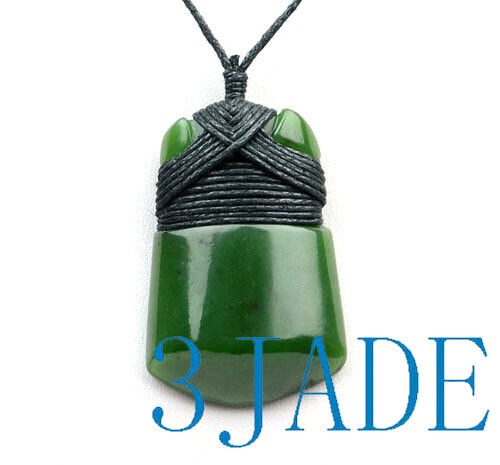 Green Nephrite Jade Hei Toki Pendant NZ Maori Design Greenstone Necklace
