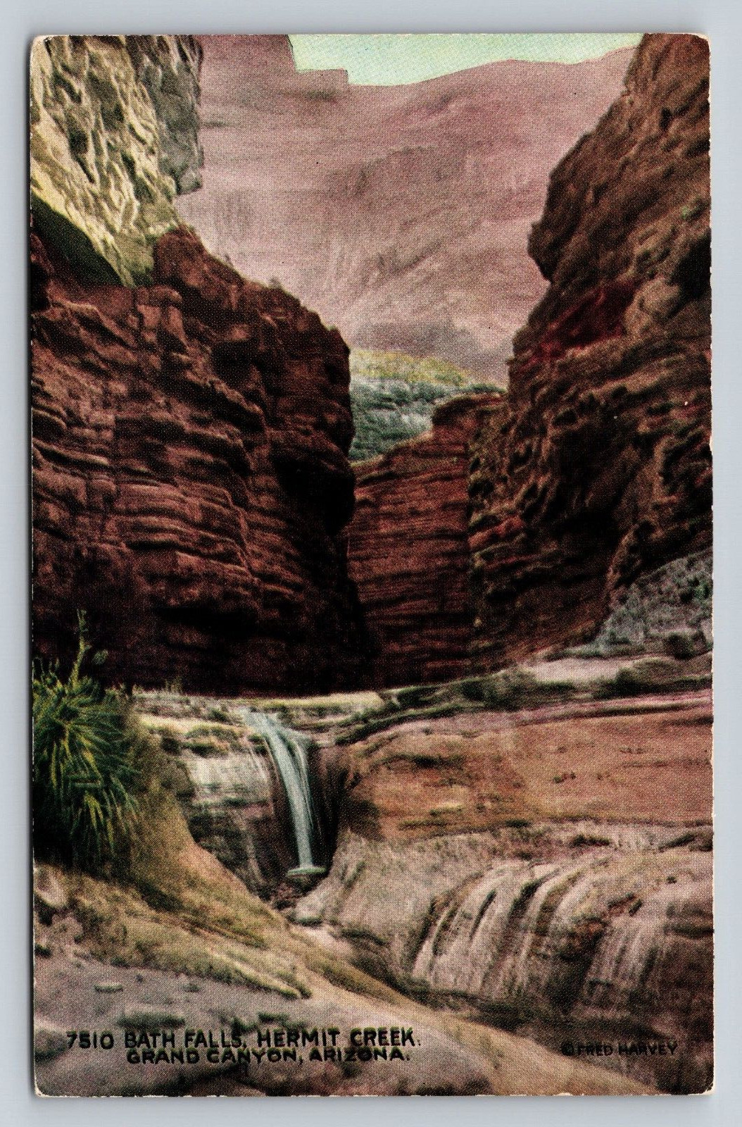 Fred Harvey Gorges Bath Falls Hermit Creek Grand Canyon Arizona #7510 Antique PC
