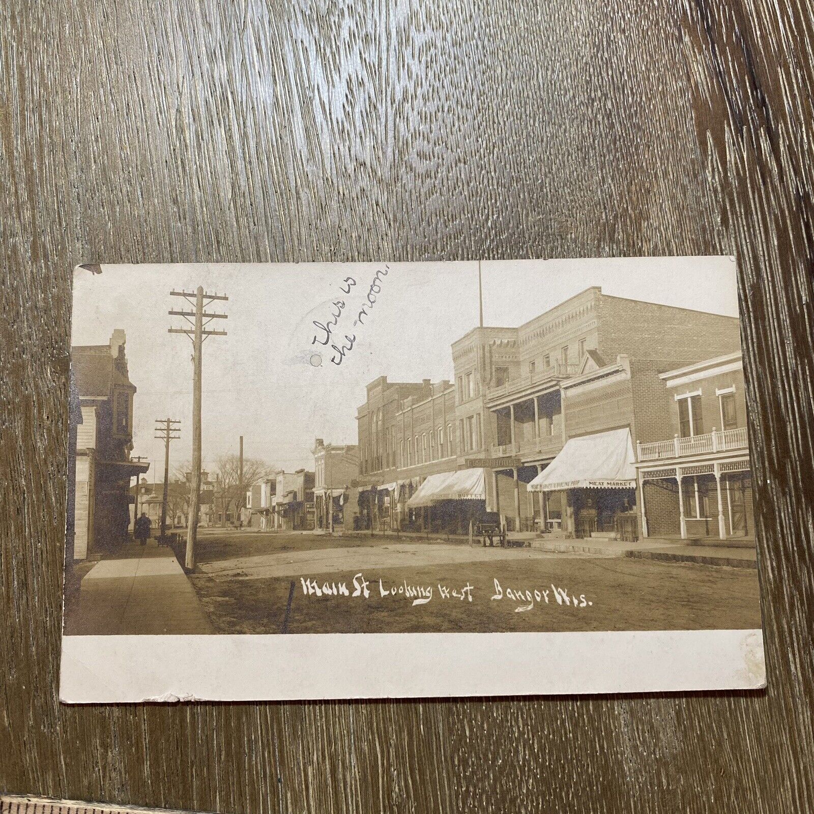 RPPC Main Street Looking West In Bangor Wisconsin  1907 Real Photo Postcard