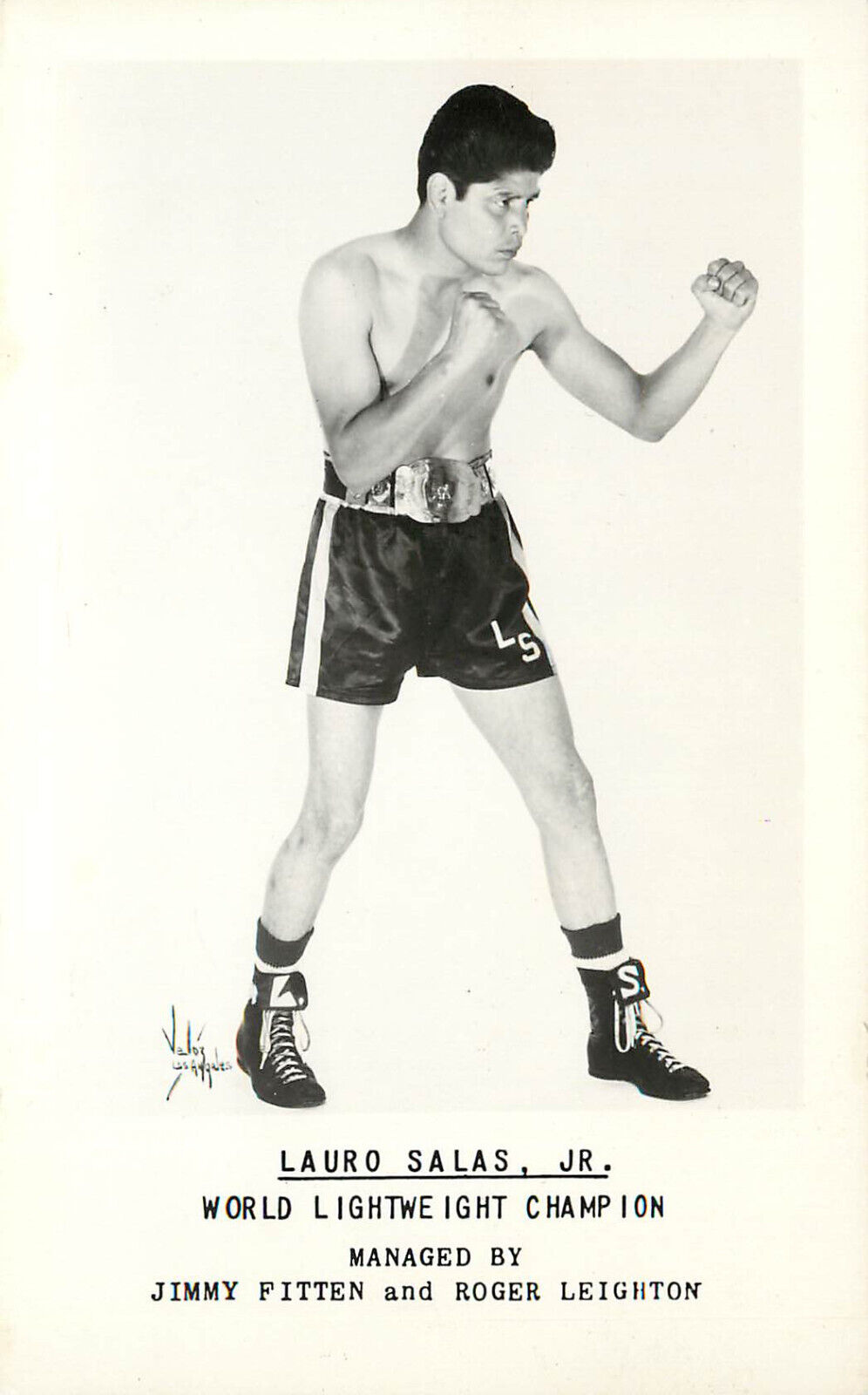 RPPC Lauro Salas Jr. World Lightweight Boxing Champ 1951 Lion Of Monterey 1950\'s