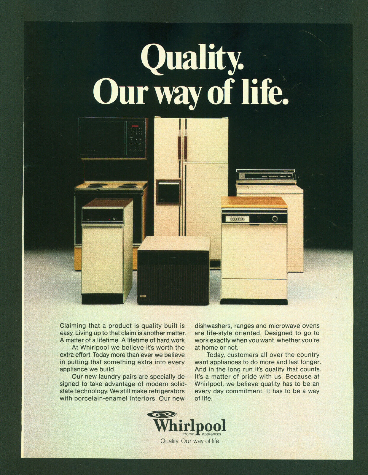 Whirlpool Appliances Vintage 1980 Print Ad