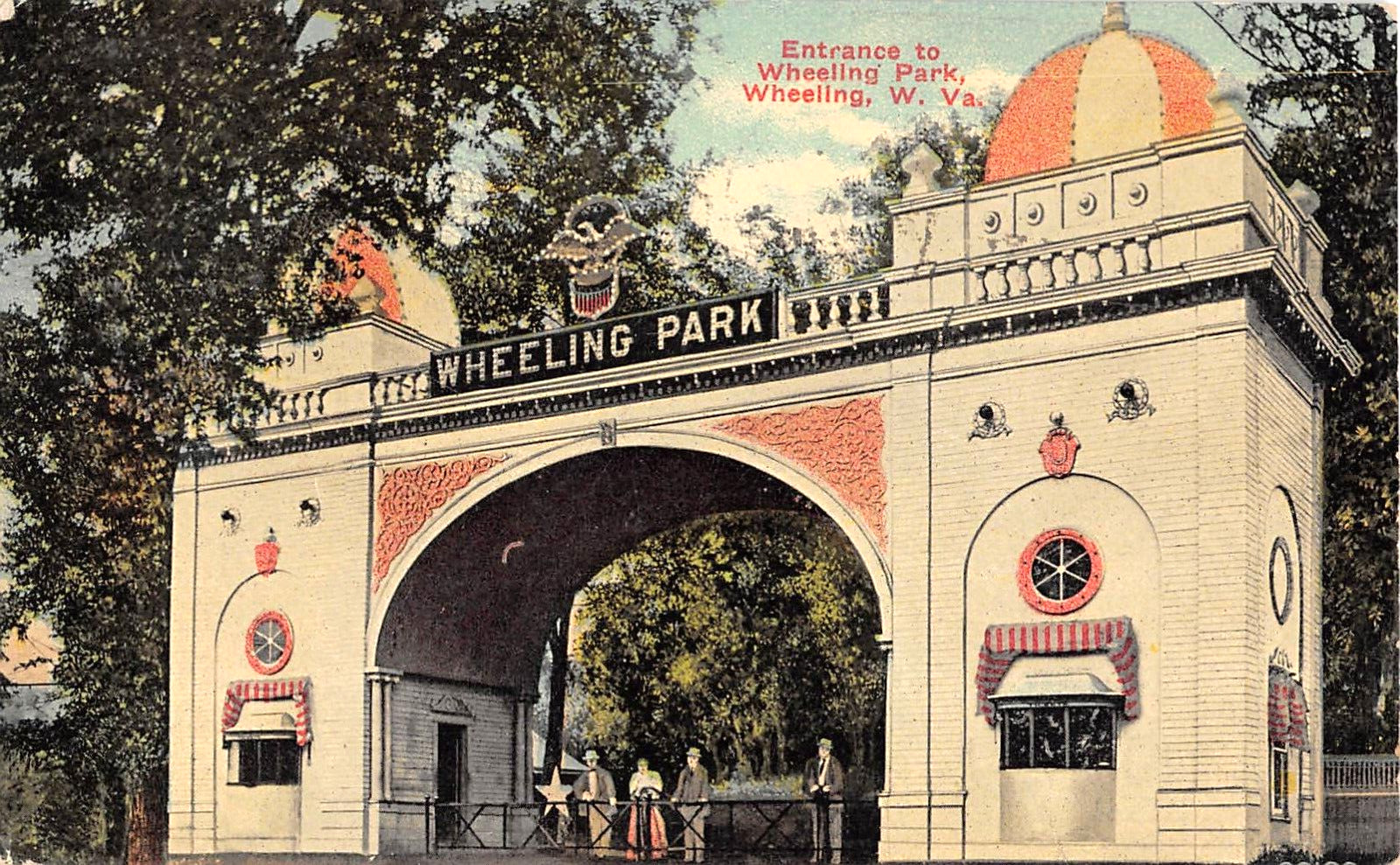 1912 Entrance Wheeling Park Wheeling WV postcard Amusement Park