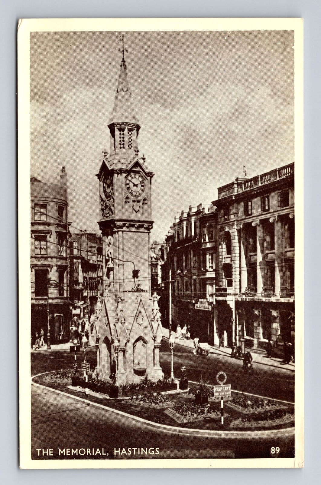 Hastings England, The Memorial, Clock Tower, Shopping Street, Vintage Postcard