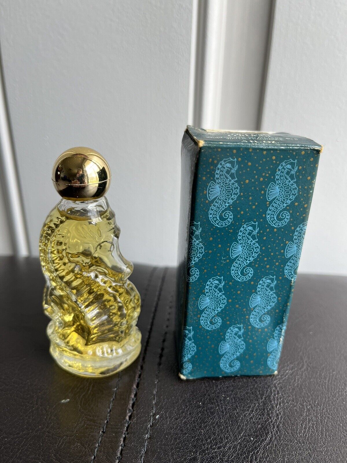 Vintage Avon Sea Horse Miniature Full Unforgettable Cologne with Box