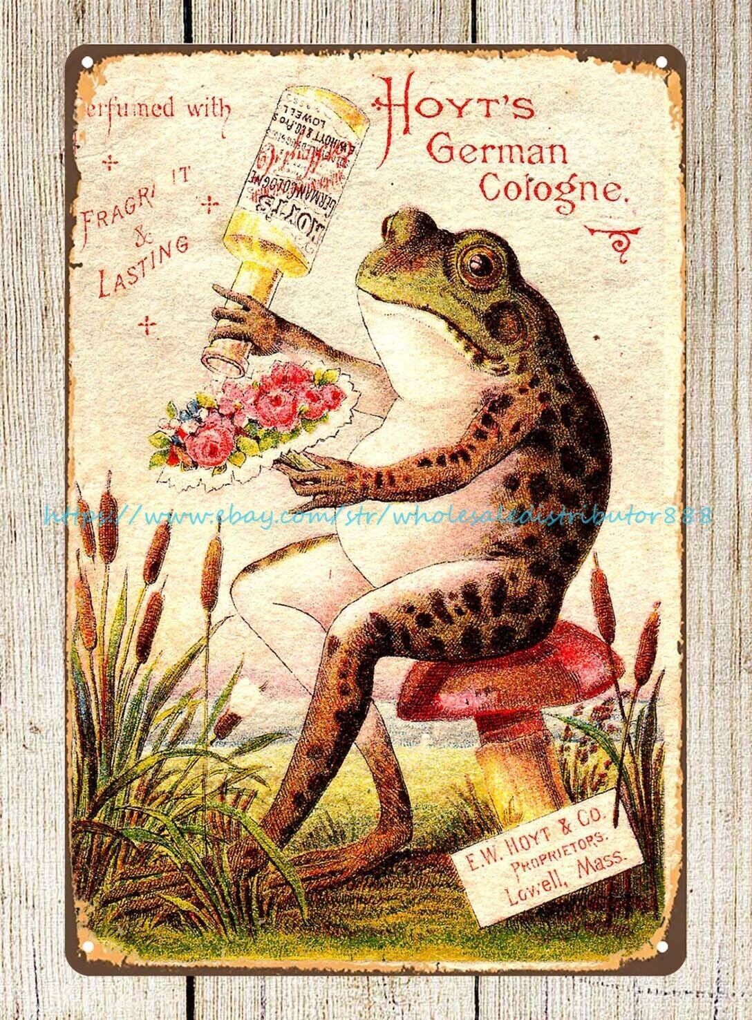house decoration items vintage ad Hoyt\'s German Cologne frog tin sign