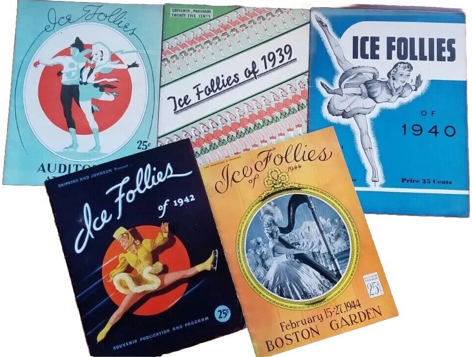 5 Vintage Ice Follies Souvenir Programs Vintage Skating 1938-1940, 1942, 1944