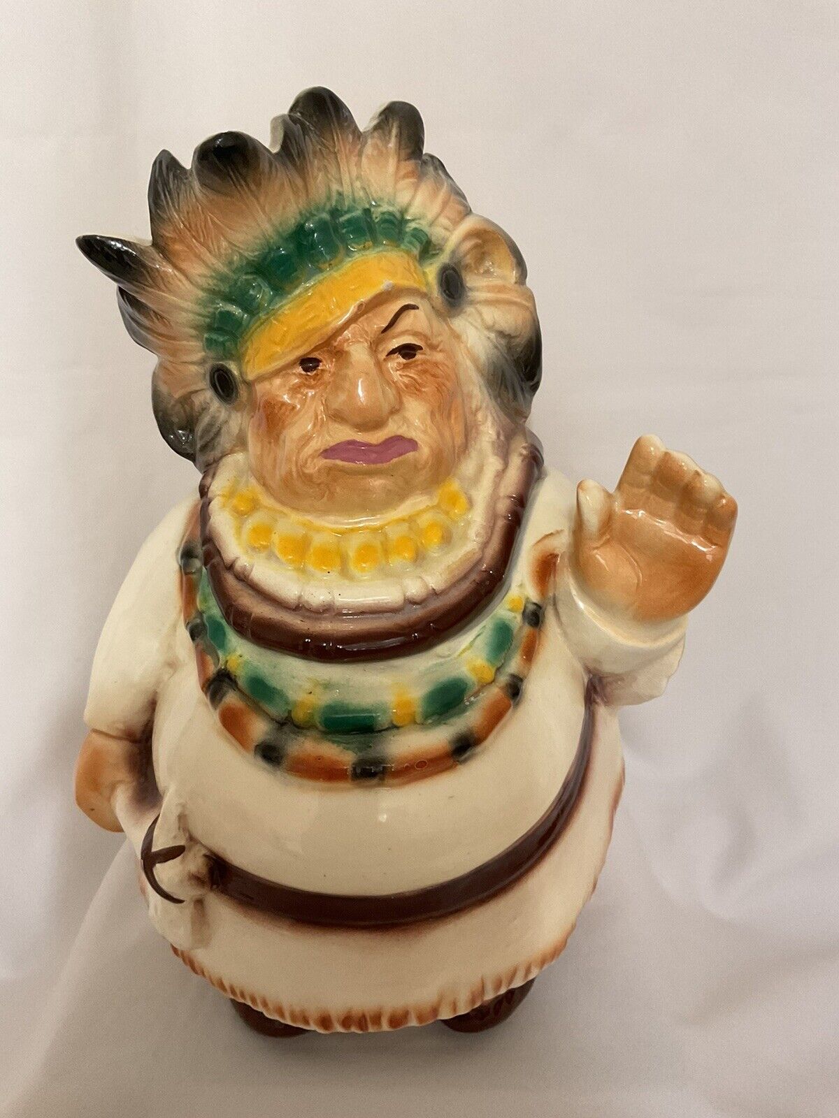 RARE VINTAGE 1950 Lane and Co California  HOWDY INDIAN COOKIE JAR