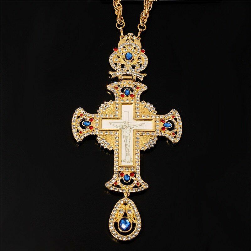 Christian Pectoral Religion Cross Necklace Ornate Crucifix Jesus Orthodox Priest