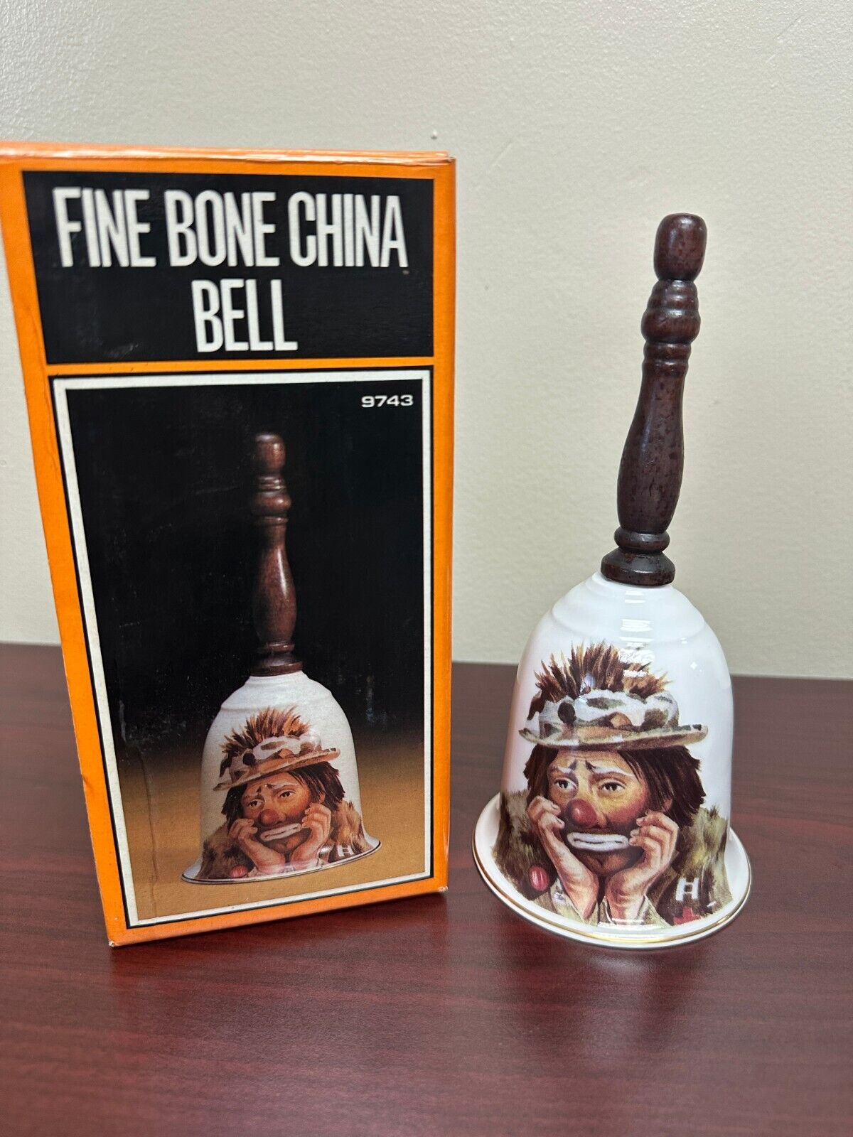 Flambro Imports Emmett Kelly Jr. Fine Bone China Bell w/Box #9743