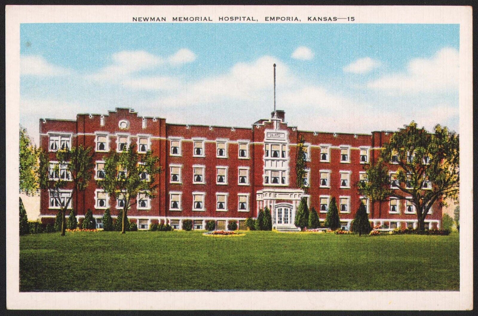Vintage postcard NEWMAN MEMORIAL HOSPITAL Emporia Kansas linen unused n-mint+