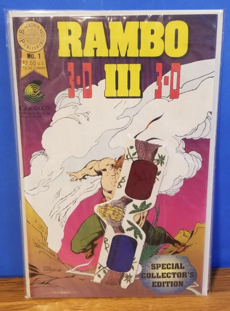 💥 BASED ON MOVIE RAMBO III 3-D # 1 SPECIAL EDITION SEALED w/ Glasses Comics 💥