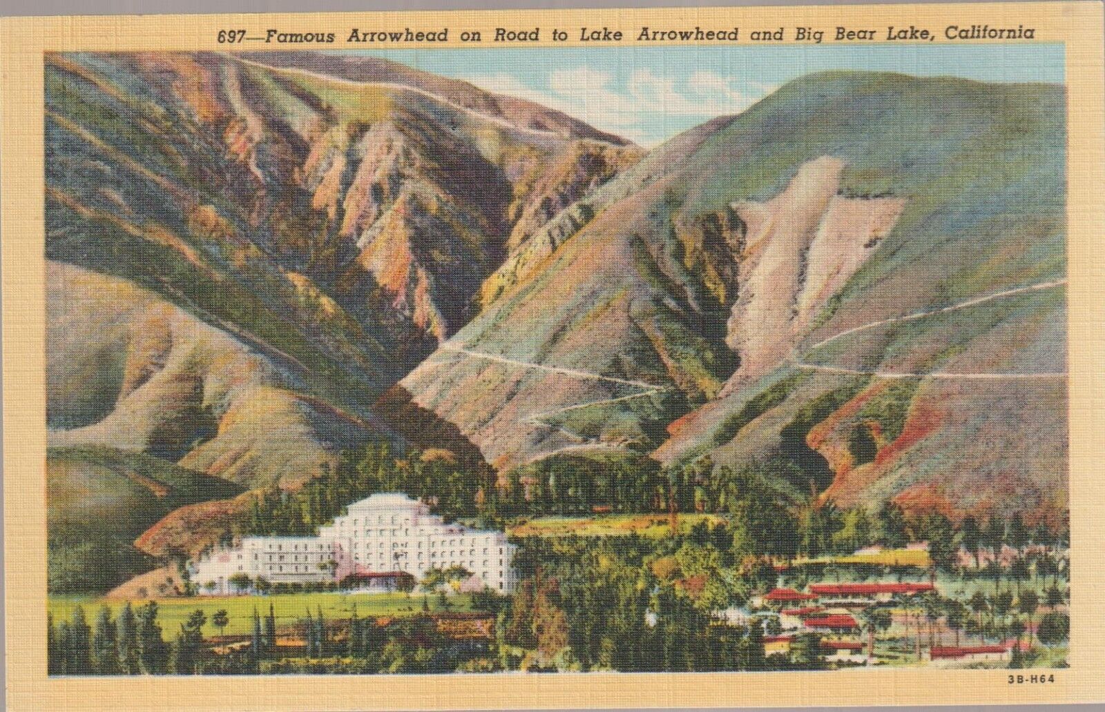San Bernardino California Arrowhead Springs Hotel Big Bear Lake UNP Postcard