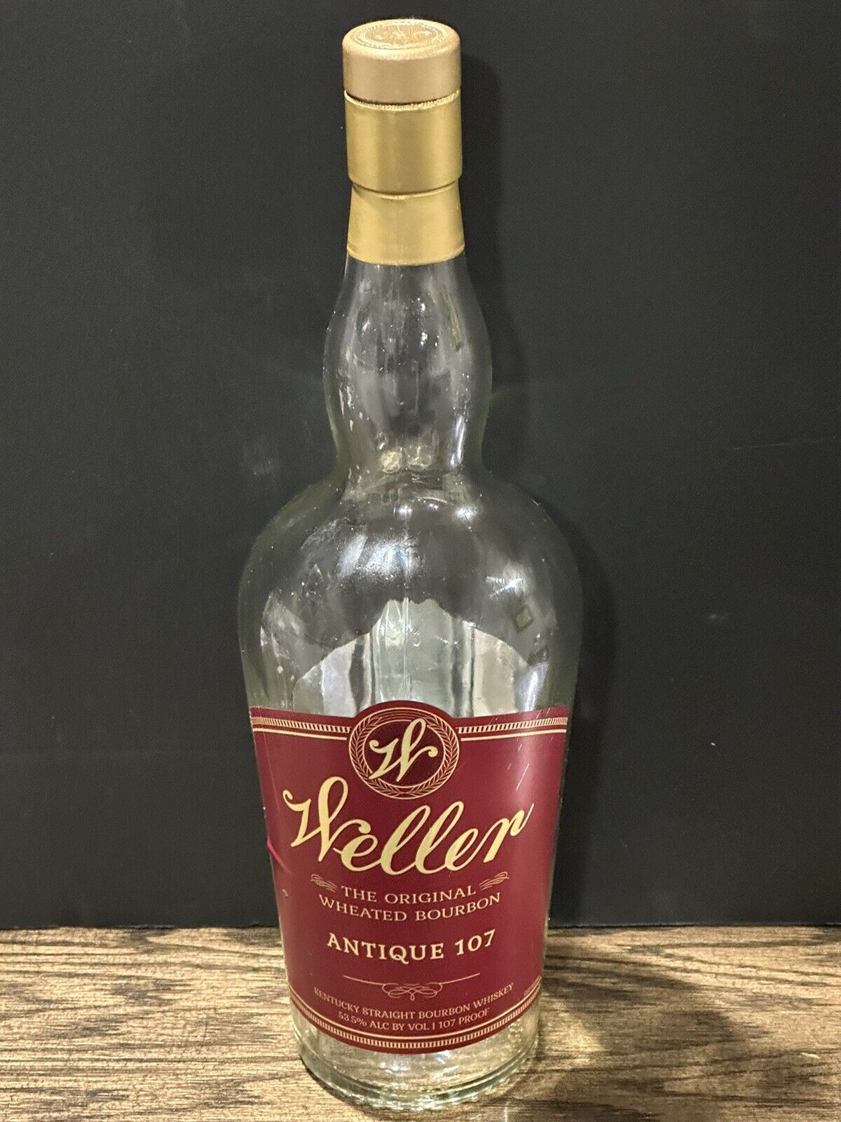 Weller Antique 107 Kentucky Straight Bourbon Whiskey Cork Empty 750ml Bottle