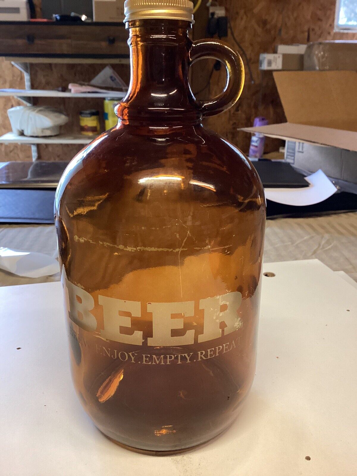 1/2 gallon beer Bottle - brew enjoy empty repeat
