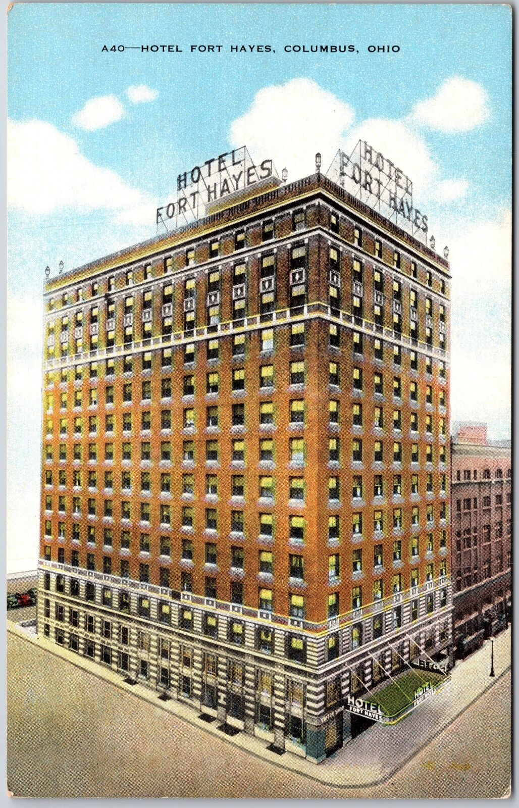 Columbus Ohio, Hotel Fort Hayes Building, Corner Street Road, Vintage Postcard