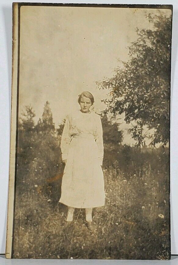 RPPC Young Lady in Field Hagerstown Md Family Est Postcard K2