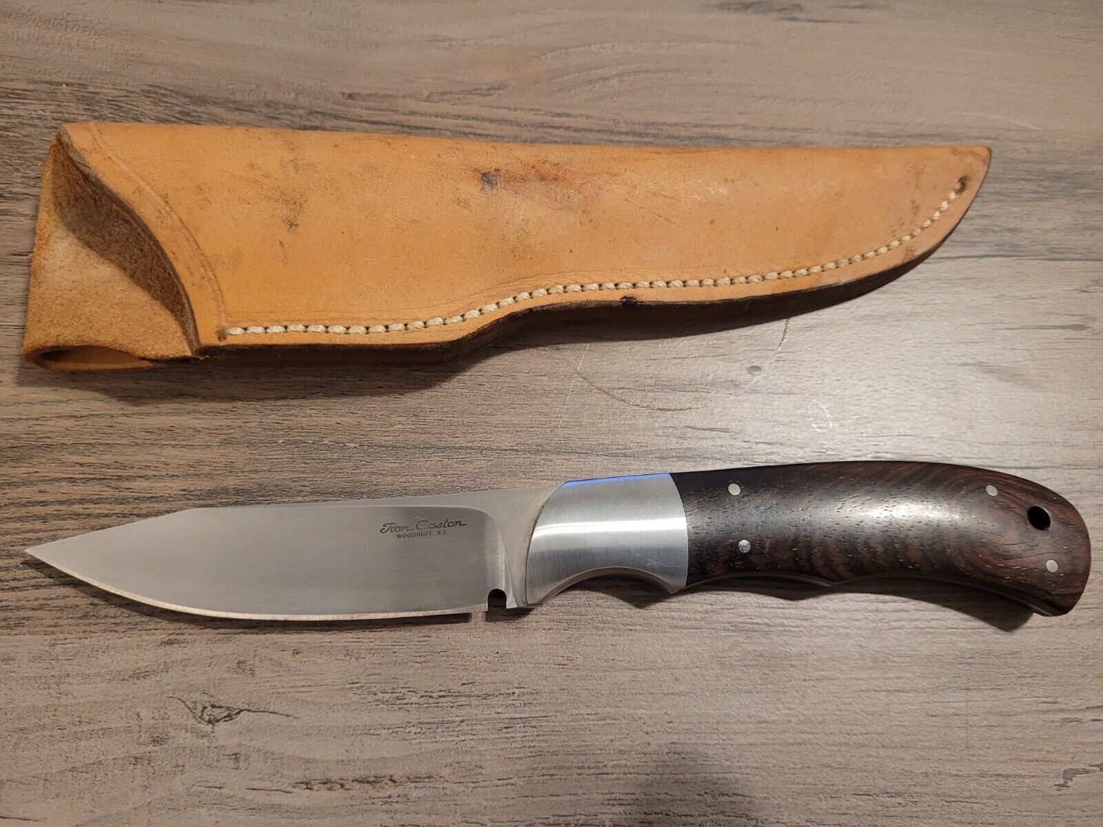 Ron Gaston Custom Fixed Blade Sheephorn Hunter Knife 