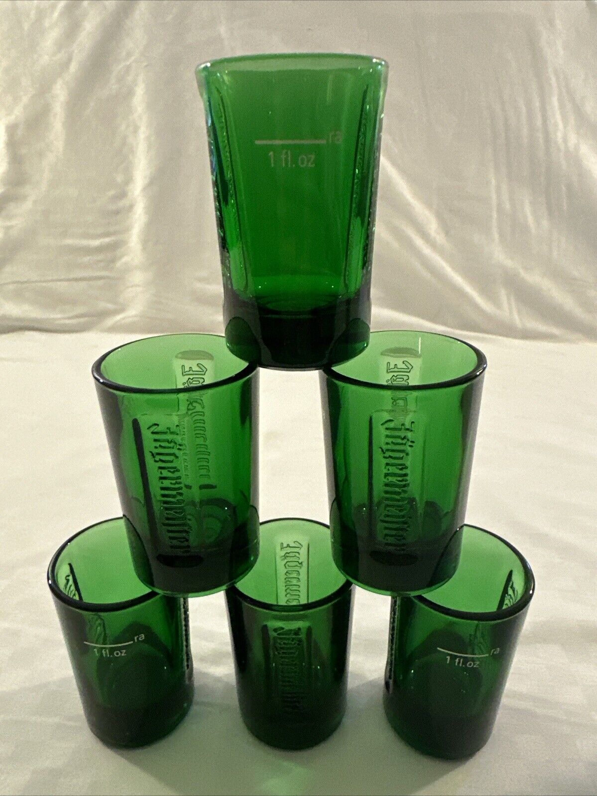 Jagermeister Set of 6 Green 1 OZ Shot Glasses Brand New