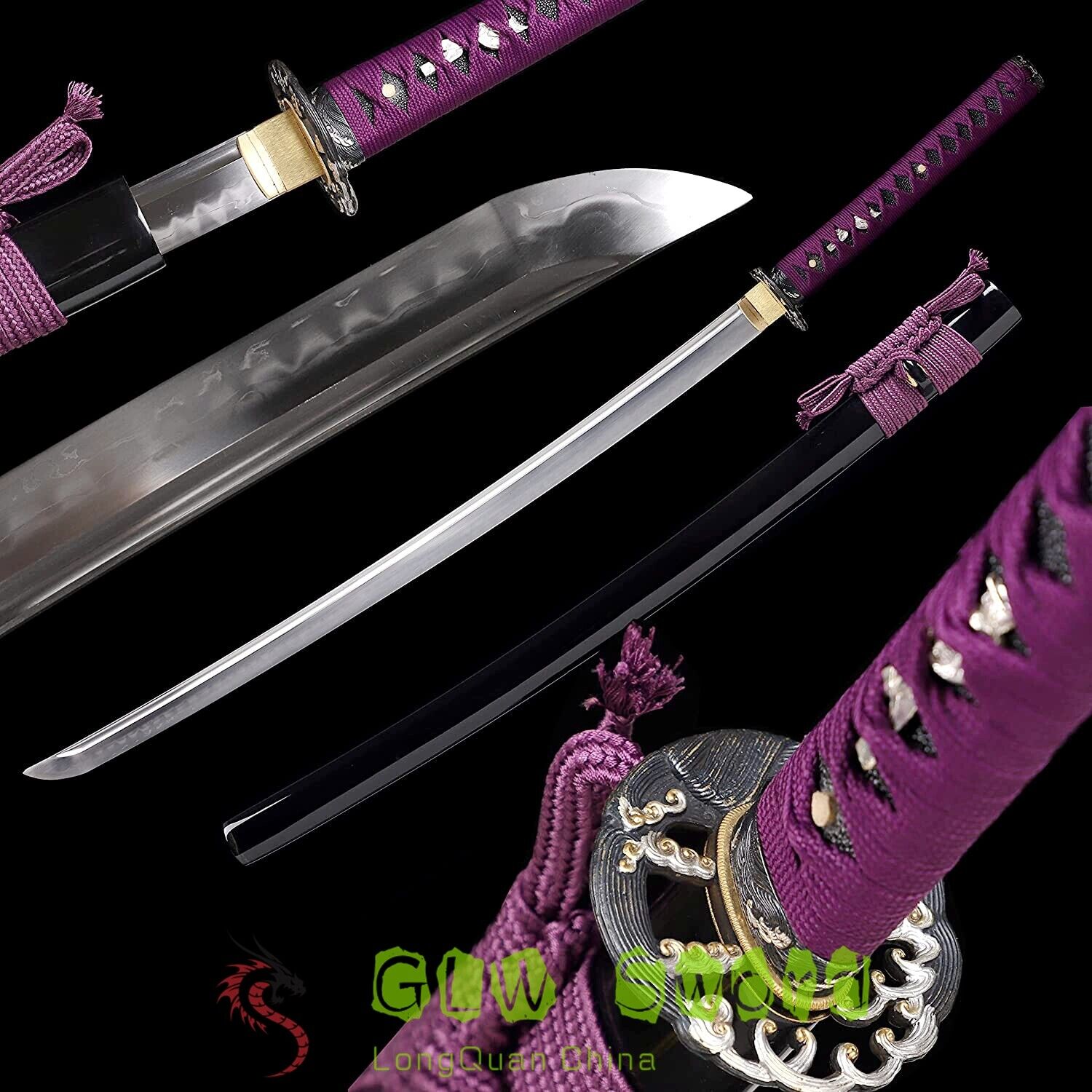 Handmade Japanese Clay Tempered Shihozume Folded Steel Blade Katana Swords Sharp