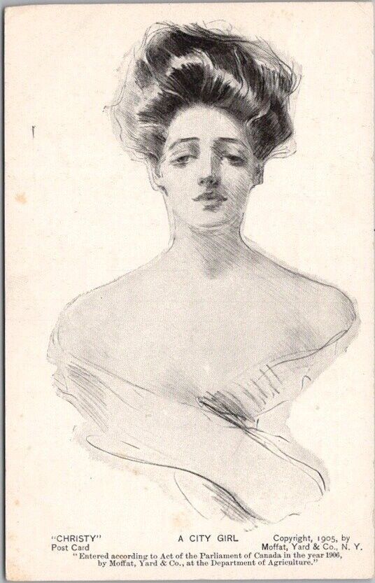Vintage 1905 Artist-Signed CHARLES GIBSON Pretty Lady Postcard 