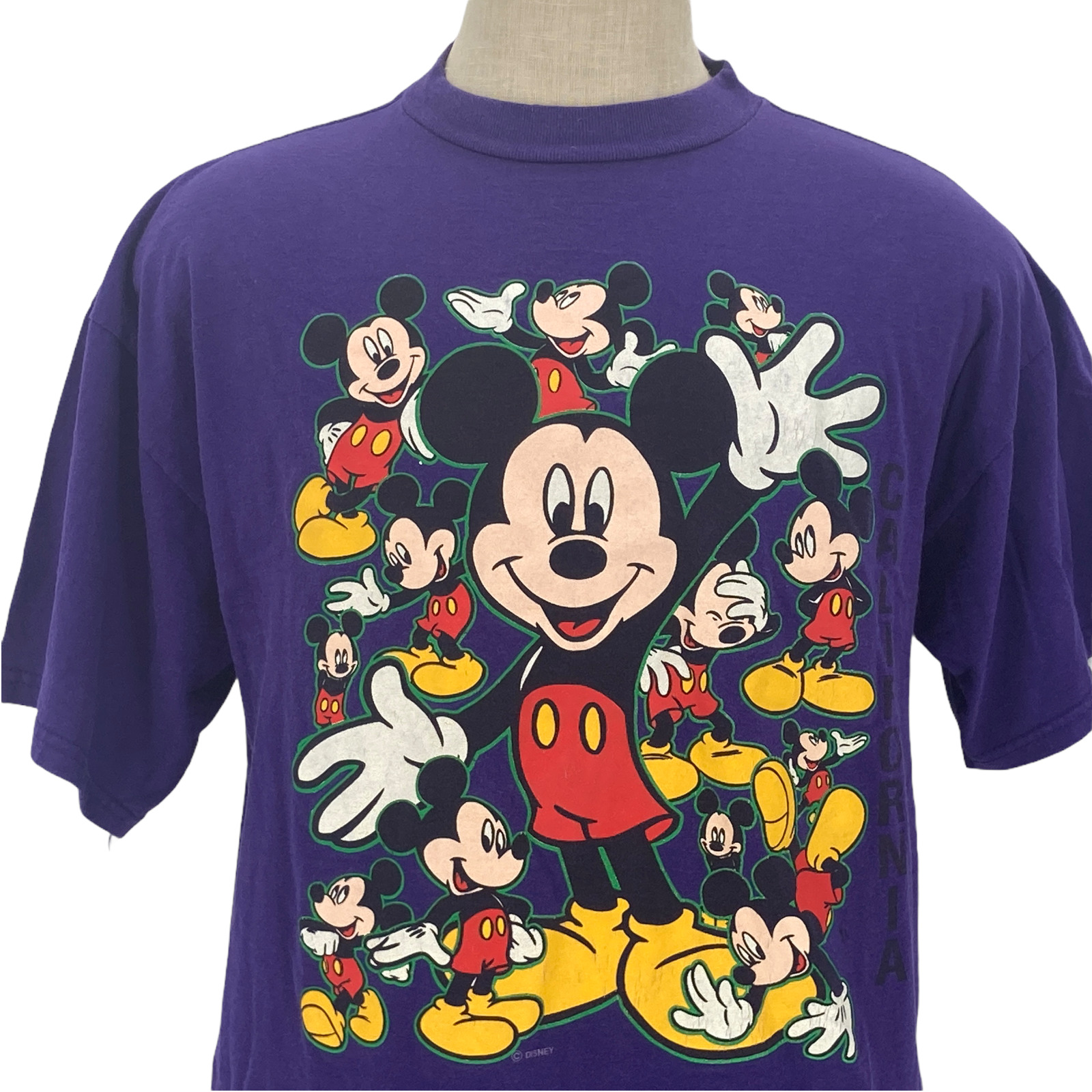 VTG Mickey Unlimited Moods of Mickey Poses Purple T Shirt Size XL Walt Disney 