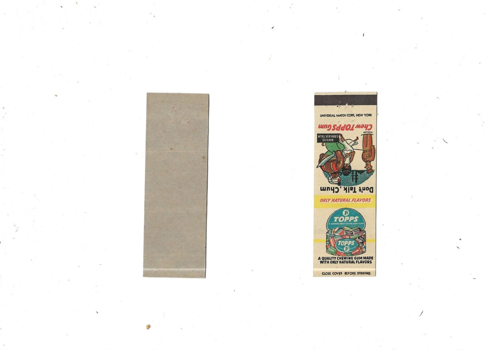 Vintage Matchcover  Topps Gum