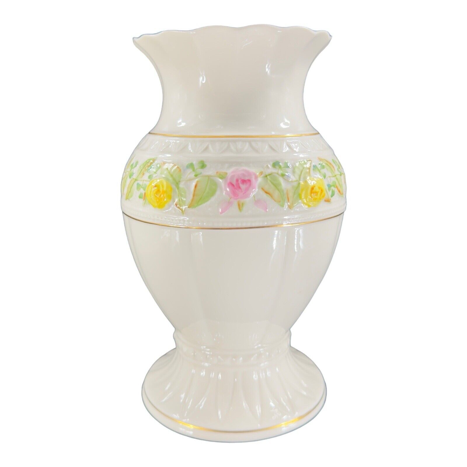 Vintage BELLEEK Classic Rose Collection Large Size Porcelain Vase Vessel Marked
