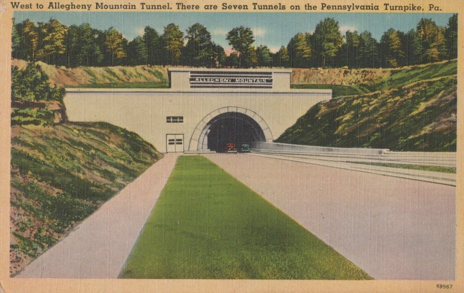 Pennsylvania Allegheny Mountain Tunnel Vintage Linen Postcard