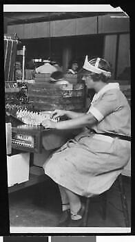 Woman Factory Worker Sorting Wrapped Candy At A Table 1940 California Old Photo