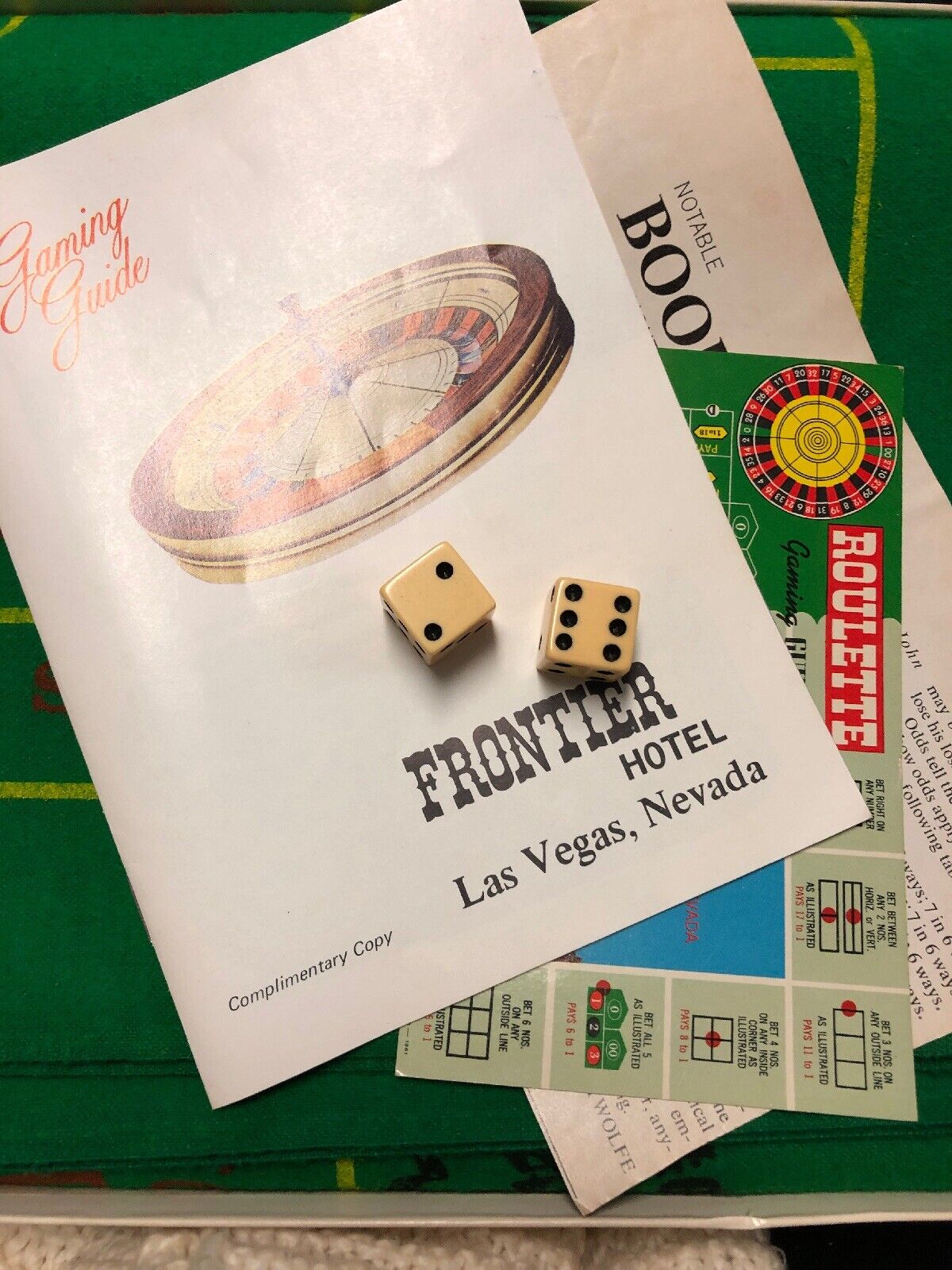 Official Vintage Las Vegas Casino Craps Blackjack Layout With Dice & Rules 24x36