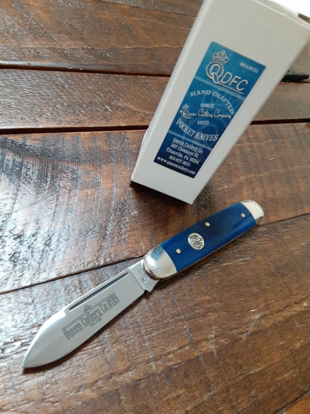 Queen Cutlery USA #99 Blue Bone Equal End Jack Knife - Makers of Schatt & Morgan