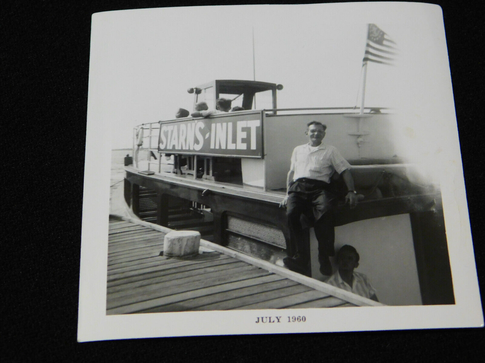Vintage 1960 Black & White PHOTO STARN\'S INLET Atlantic City NJ Boat Ocean
