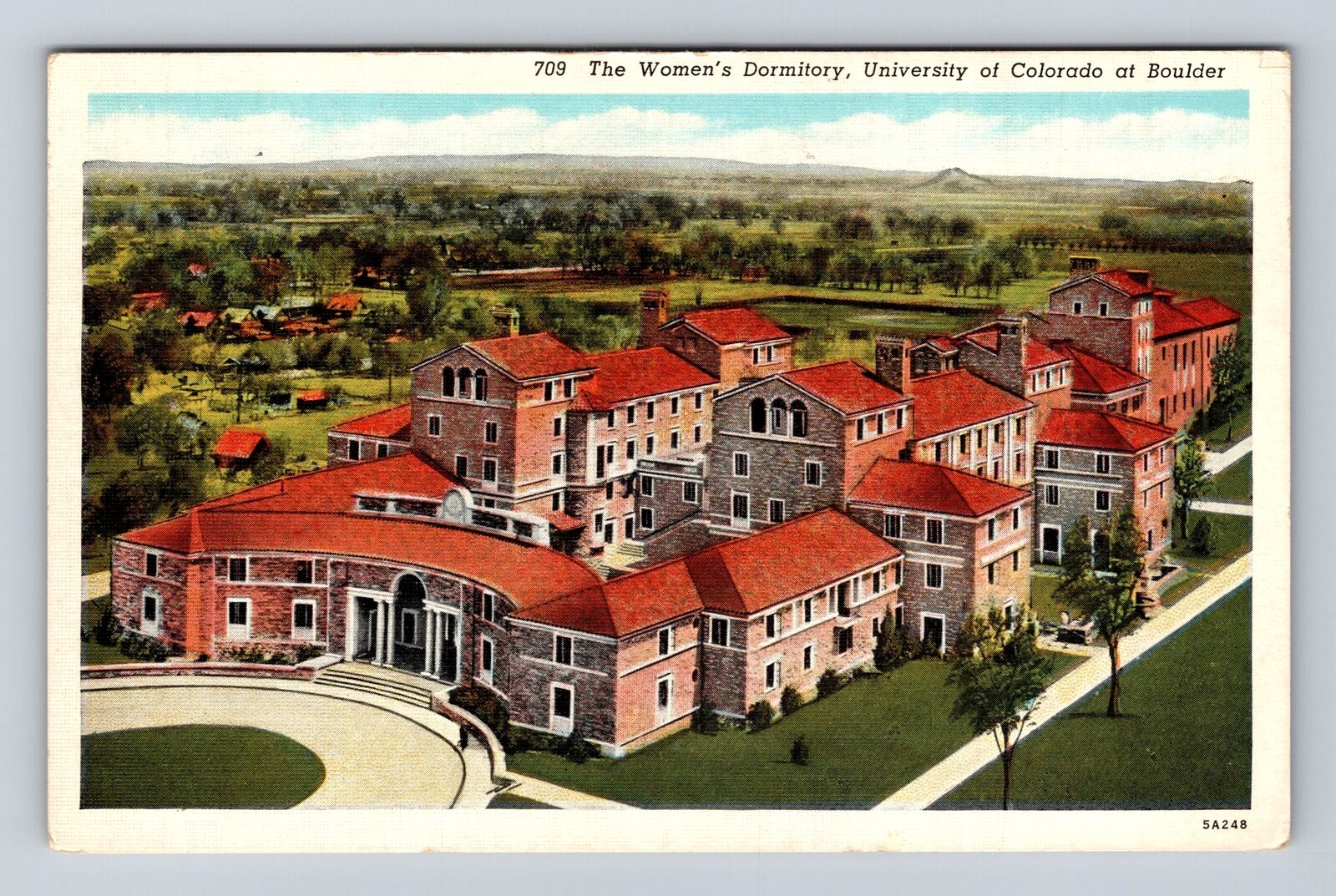Boulder CO-Colorado, Aerial Women\'s Dormitory University Vintage c1940 Postcard
