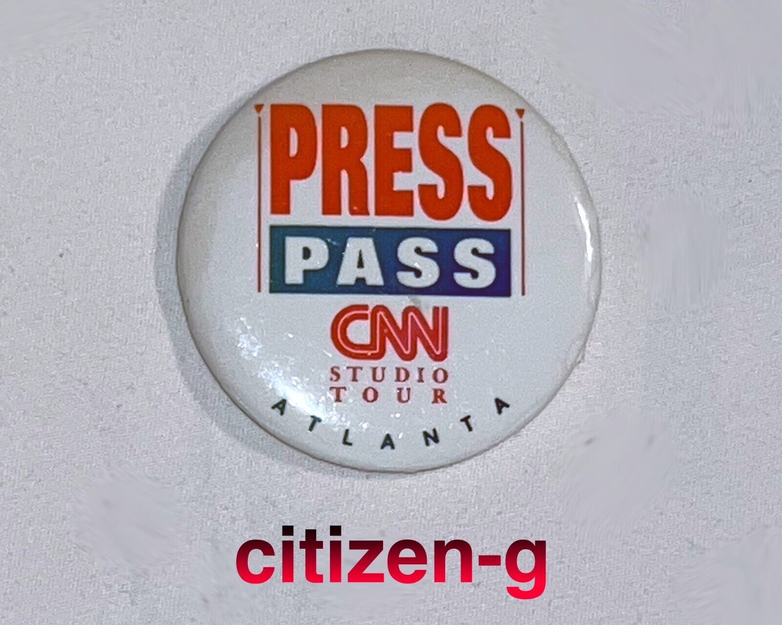 Vintage 1990s CNN Press Pass Studio Tour Pinback Button Badge