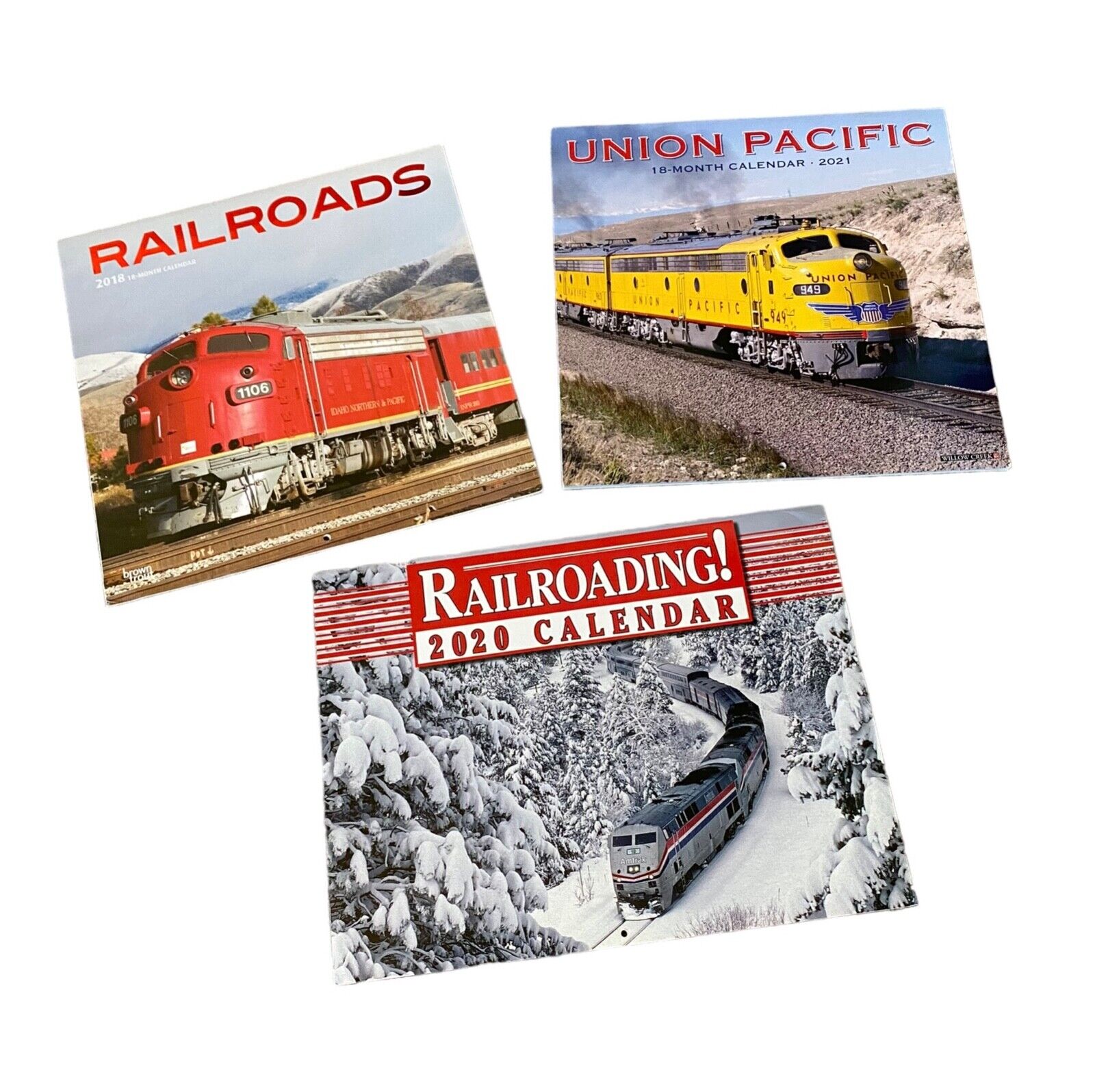 Railroad Train Calendars Color Pictures  2018 2020 & 2021 Lot of 3